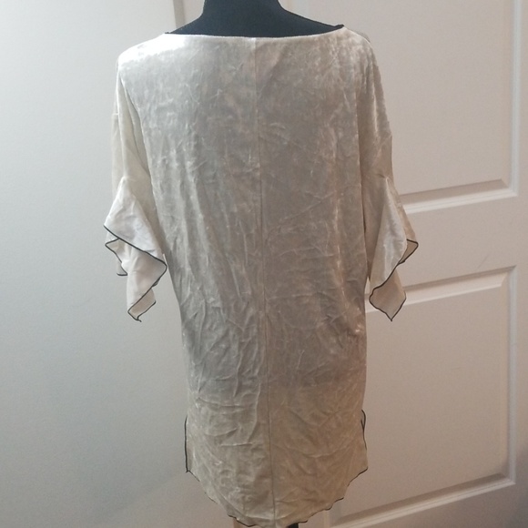 Zara Cream with black details Velvet Tunic Sz M. New without tags - Picture 6 of 8